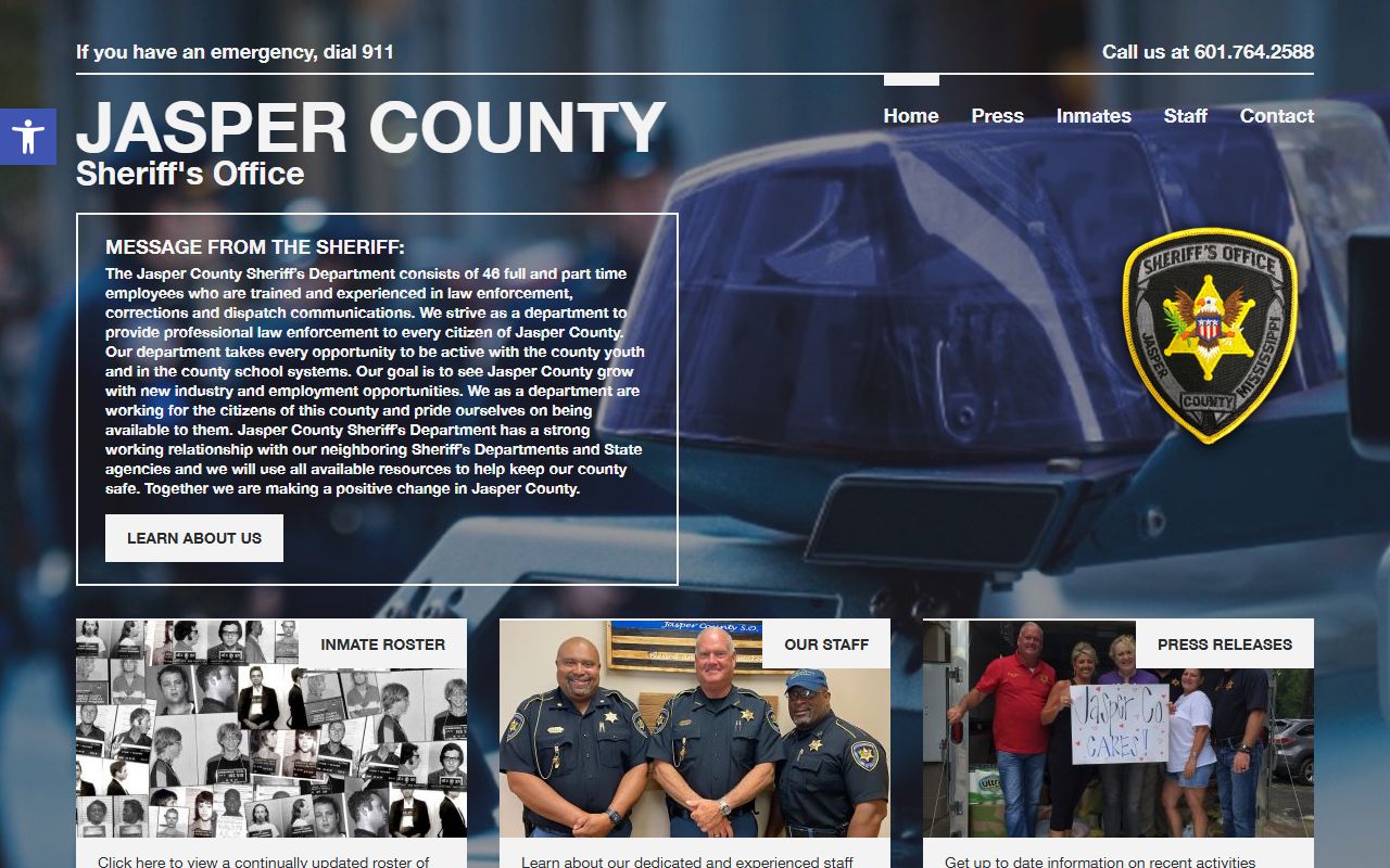 Jasper County inmate population sheriff homepage roster links